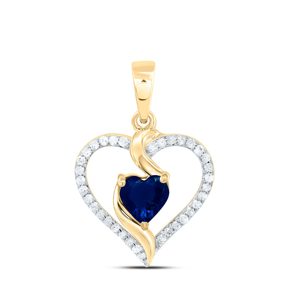 10K Yellow Or White Or Rose Gold 1/8Cttw Natural Diamond 5Mm Heart Garnet Synthetic Pendant