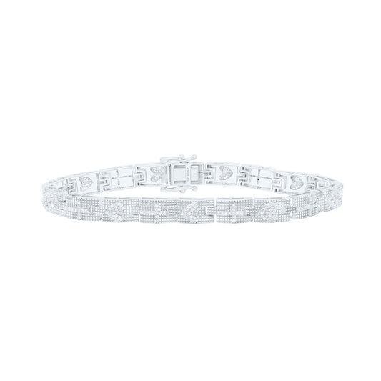 Sterling Silver 1Cttw Natural Diamond Gift Cross Heart Bracelet (7 Inch)