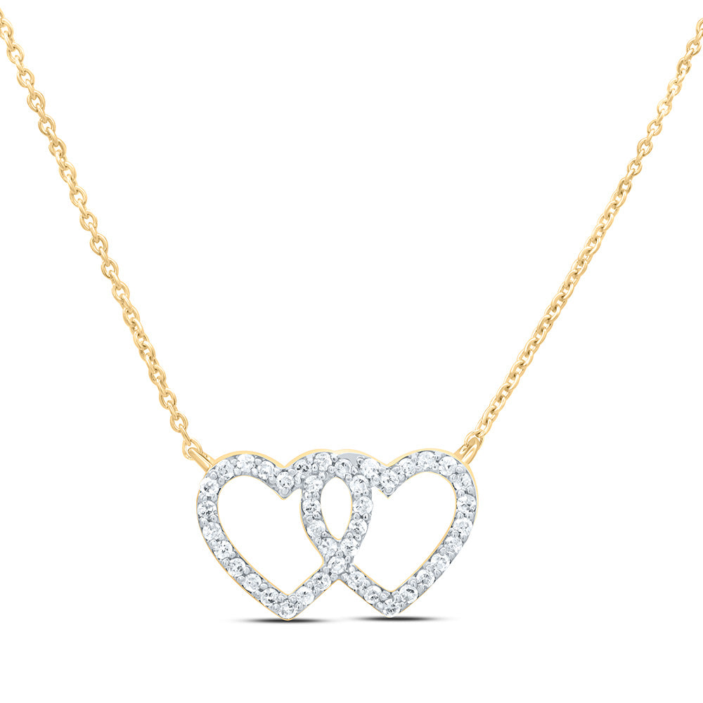 10K Yellow Or White Gold 1/5Cttw Natural Diamond Gift Heart Necklace (18 Inch)
