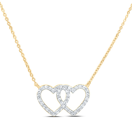 10K Yellow Or White Gold 1/5Cttw Natural Diamond Gift Heart Necklace (18 Inch)