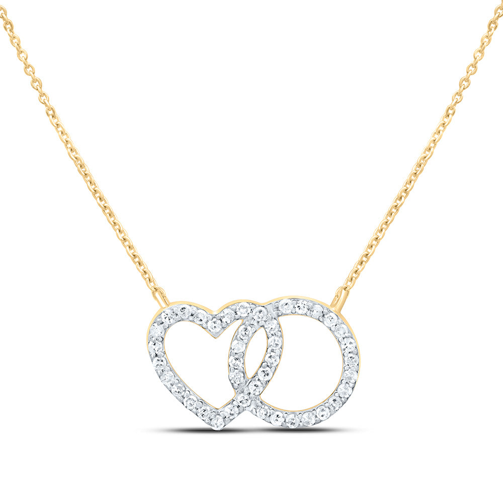 10K Yellow Or White Gold 1/5Cttw Natural Diamond Gift Round Heart Necklace (18 Inch)