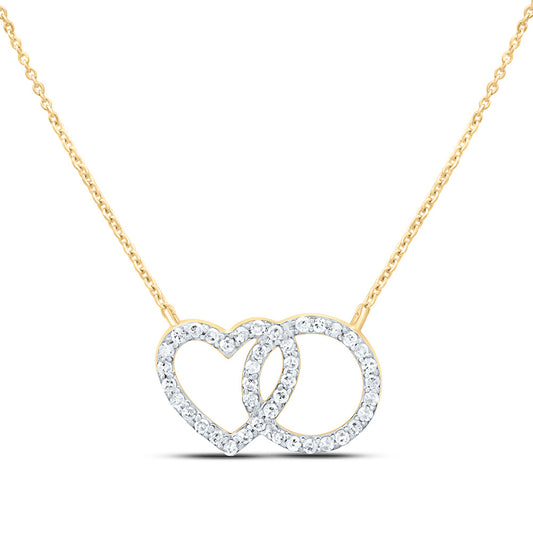 10K Yellow Or White Gold 1/5Cttw Natural Diamond Gift Round Heart Necklace (18 Inch)