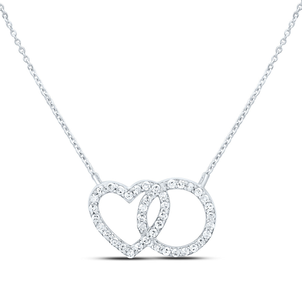 10K Yellow Or White Gold 1/5Cttw Natural Diamond Gift Round Heart Necklace (18 Inch)