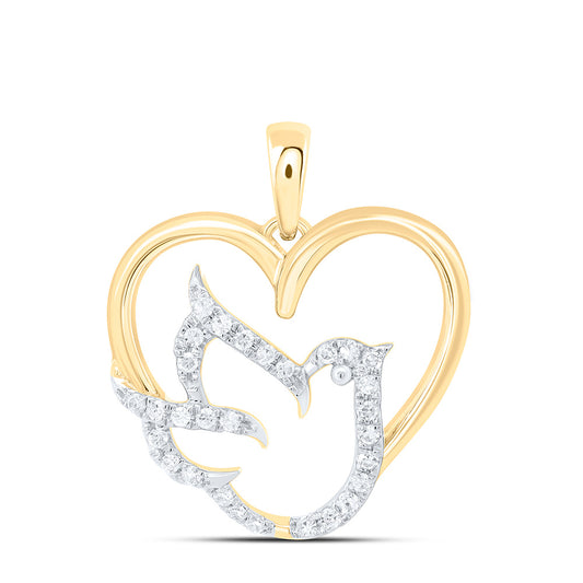 10K Yellow Or White Gold 1/6Cttw Natural Diamond Cn Gift Bird Heart Pendant