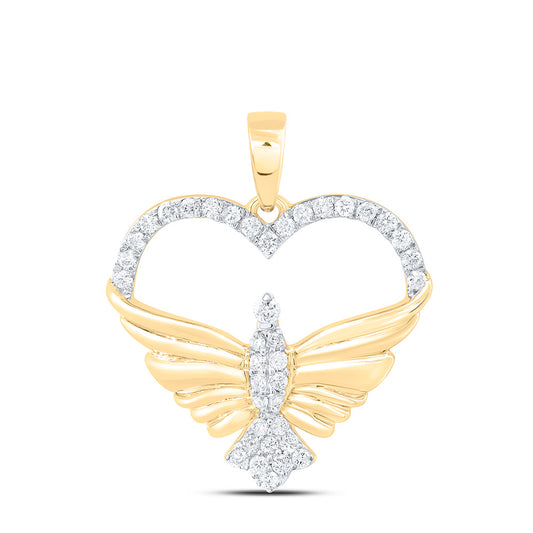 10K Yellow Or White Gold 1/4Cttw Natural Diamond Cn Gift Butterfly Heart Pendant