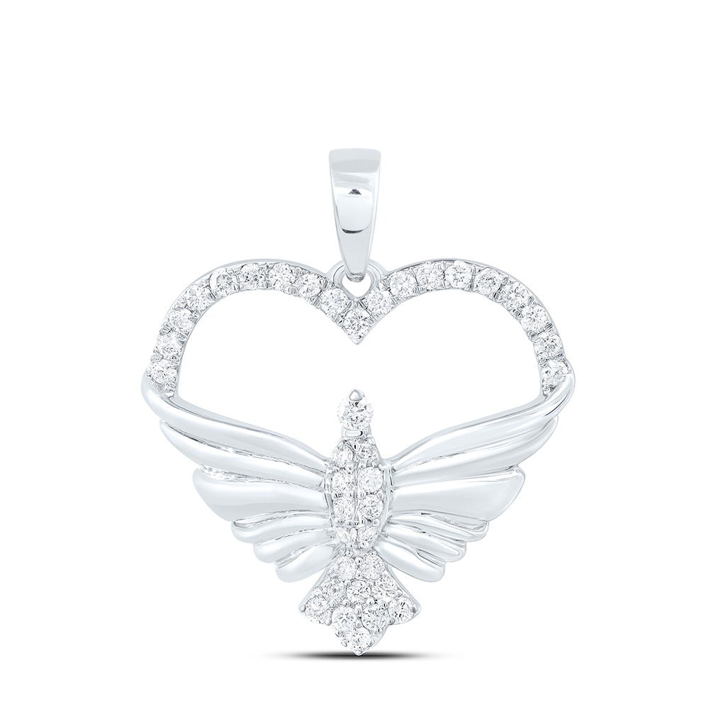 10K Yellow Or White Gold 1/4Cttw Natural Diamond Cn Gift Butterfly Heart Pendant