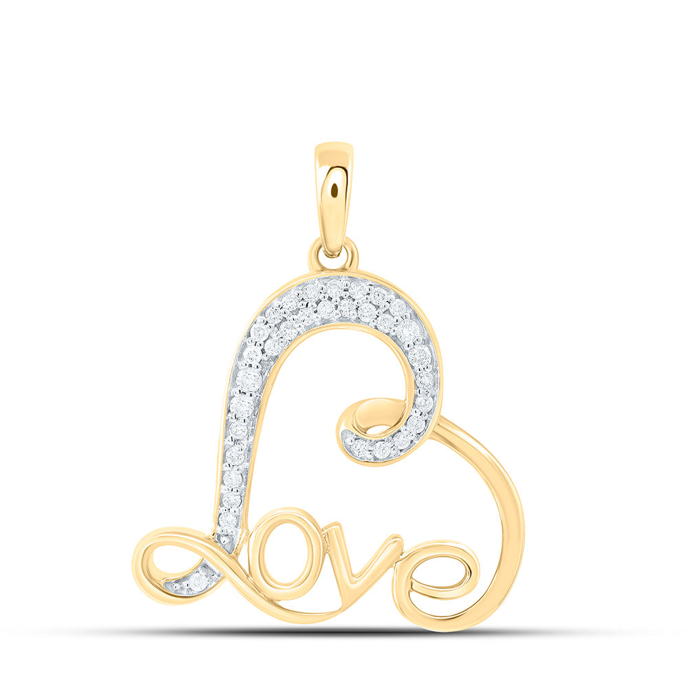 10K Yellow Gold 1/5Cttw Natural Diamond Gift Love Heart Pendant