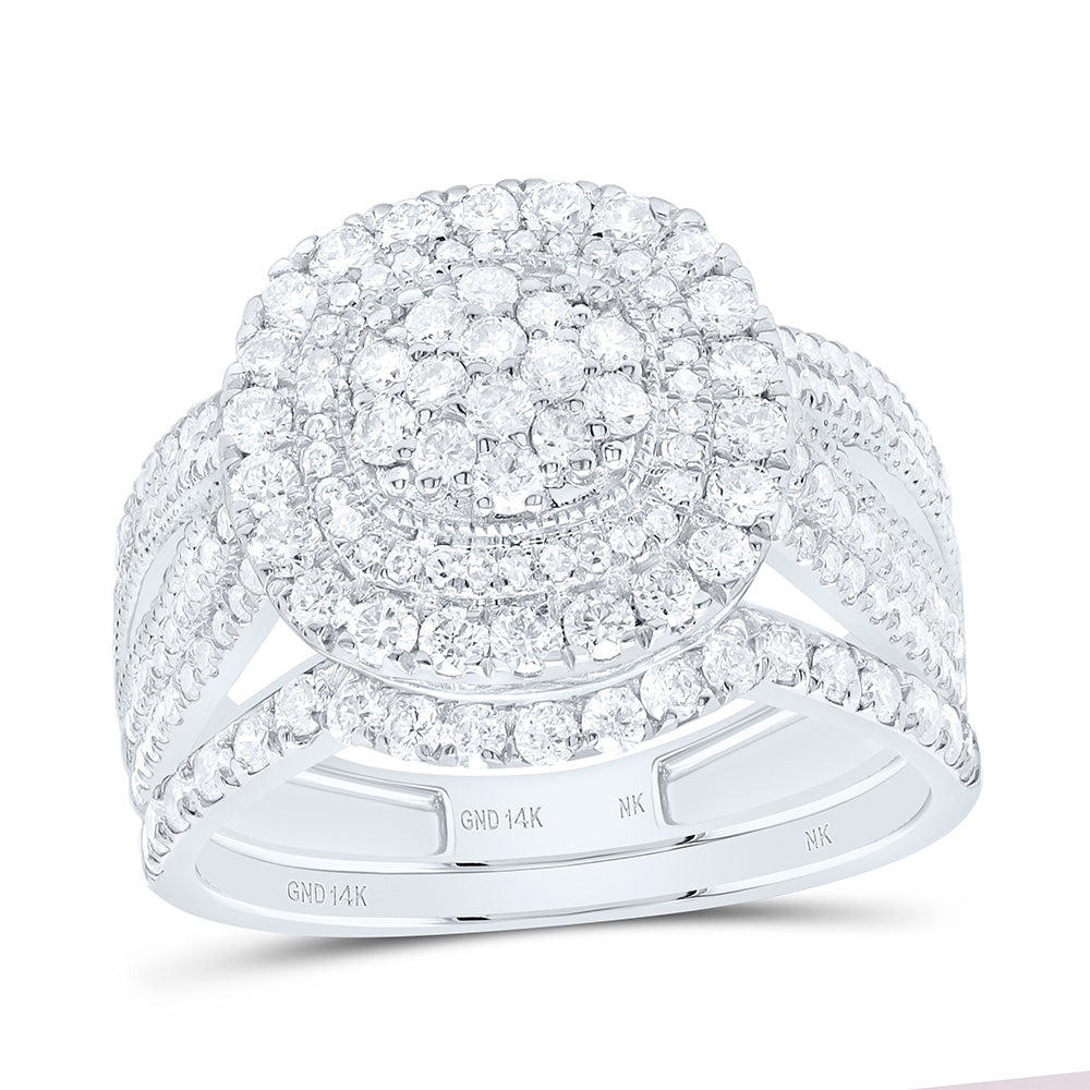 10K Or 14K Yellow Or White Gold 1 1/4Cttw Natural Diamond Fashion Cushion Double Halo Bridal Set