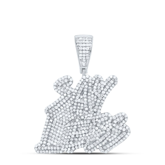 Sterling Silver 1 3/4Cttw Natural Diamond Gift "Say Less" Mens Charm