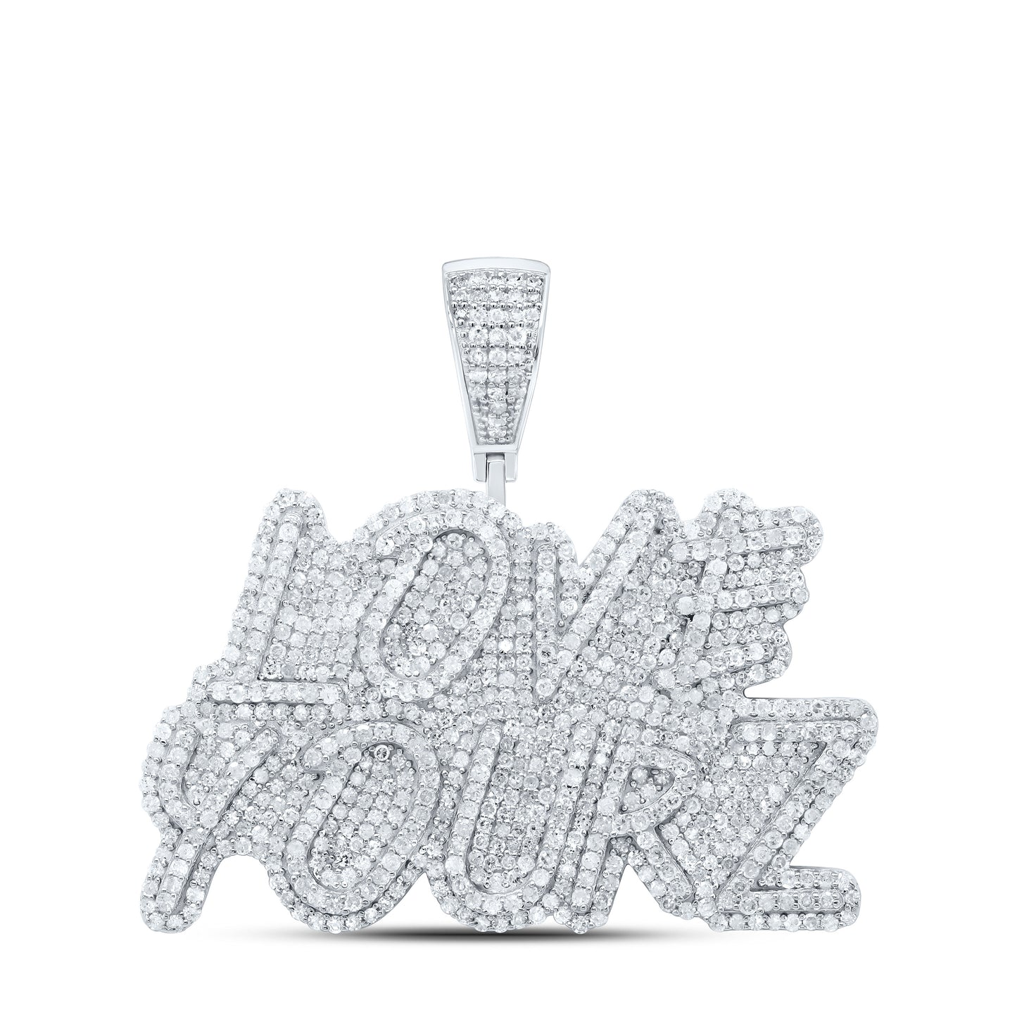 Sterling Silver 2 3/4Cttw Natural Diamond Gift"Love Yourz" Mens Charm
