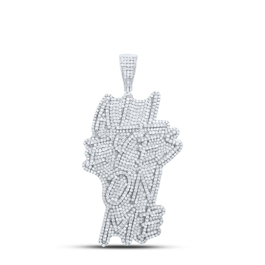 Sterling Silver 3 1/2Cttw Natural Diamond Gift"All Eyes On Me" Mens Charm