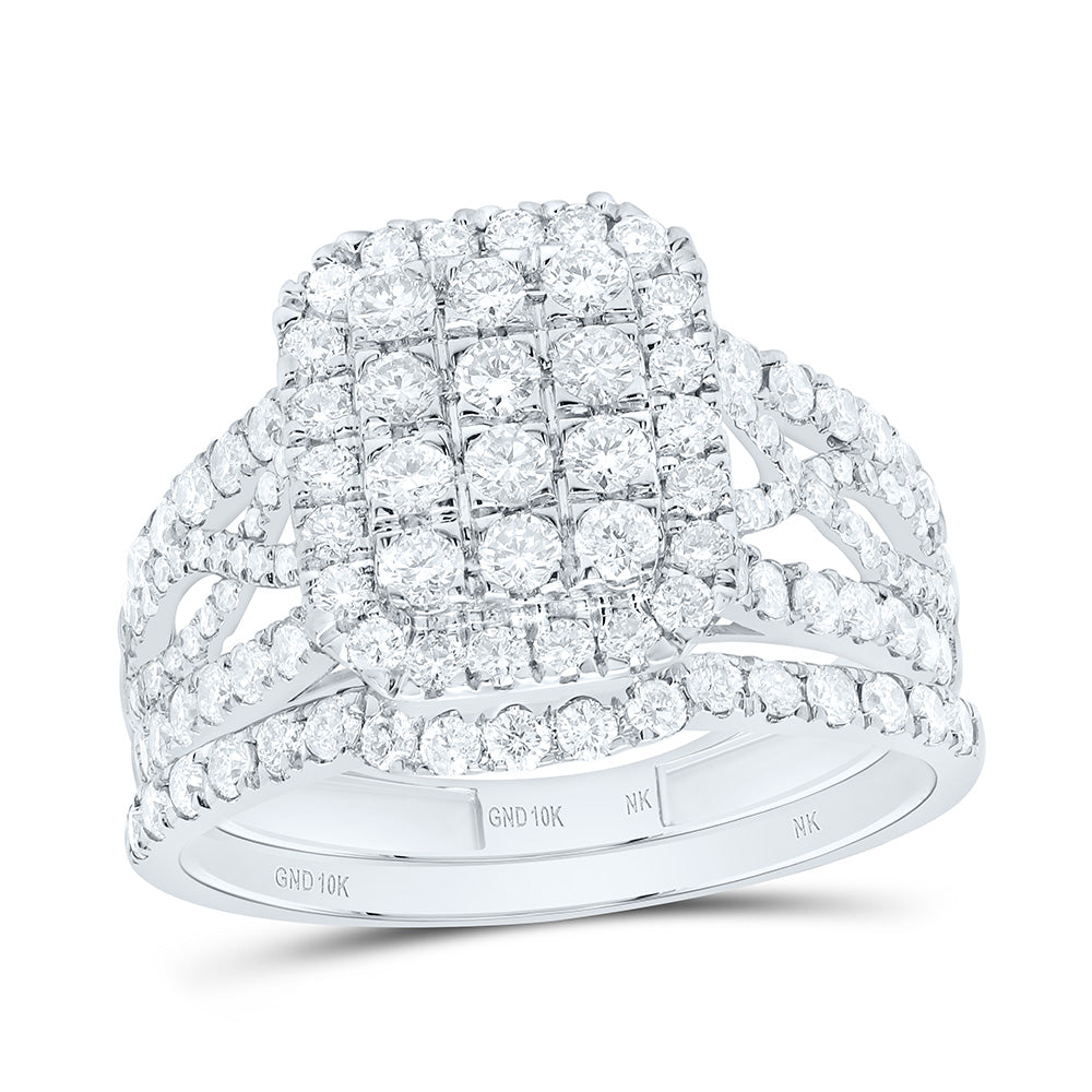 10K Or 14K Yellow Or White Gold 1 3/8Cttw Natural Diamond Fashion Emerald Single Halo Bridal Set