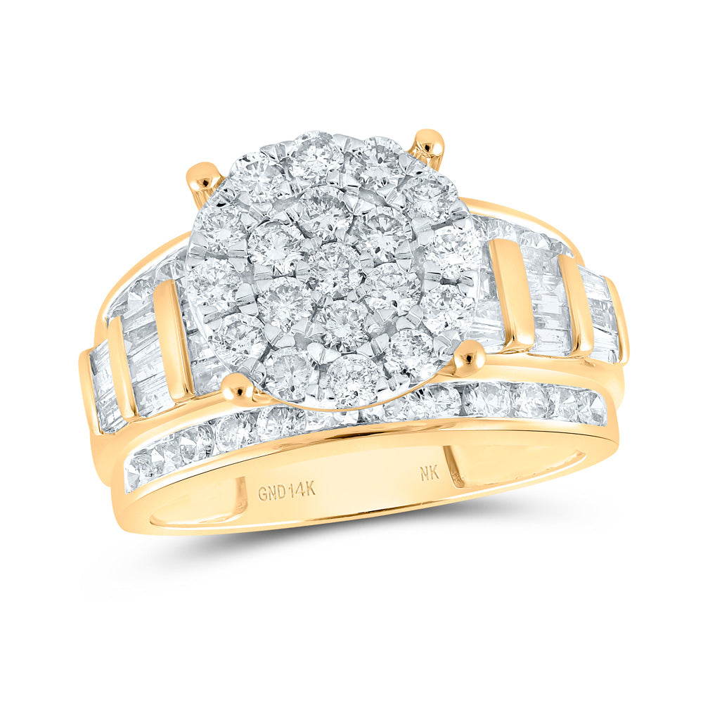 14K Yellow Or White Gold 2Cttw Natural Diamond Fashion Ring