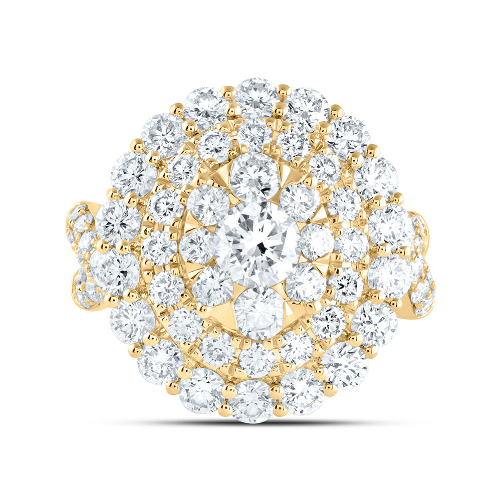 18K Yellow Or White Gold 3 3/4Cttw Natural Diamond Elite 1/2Cttw Center Round Oval Single Halo Bridal Ring