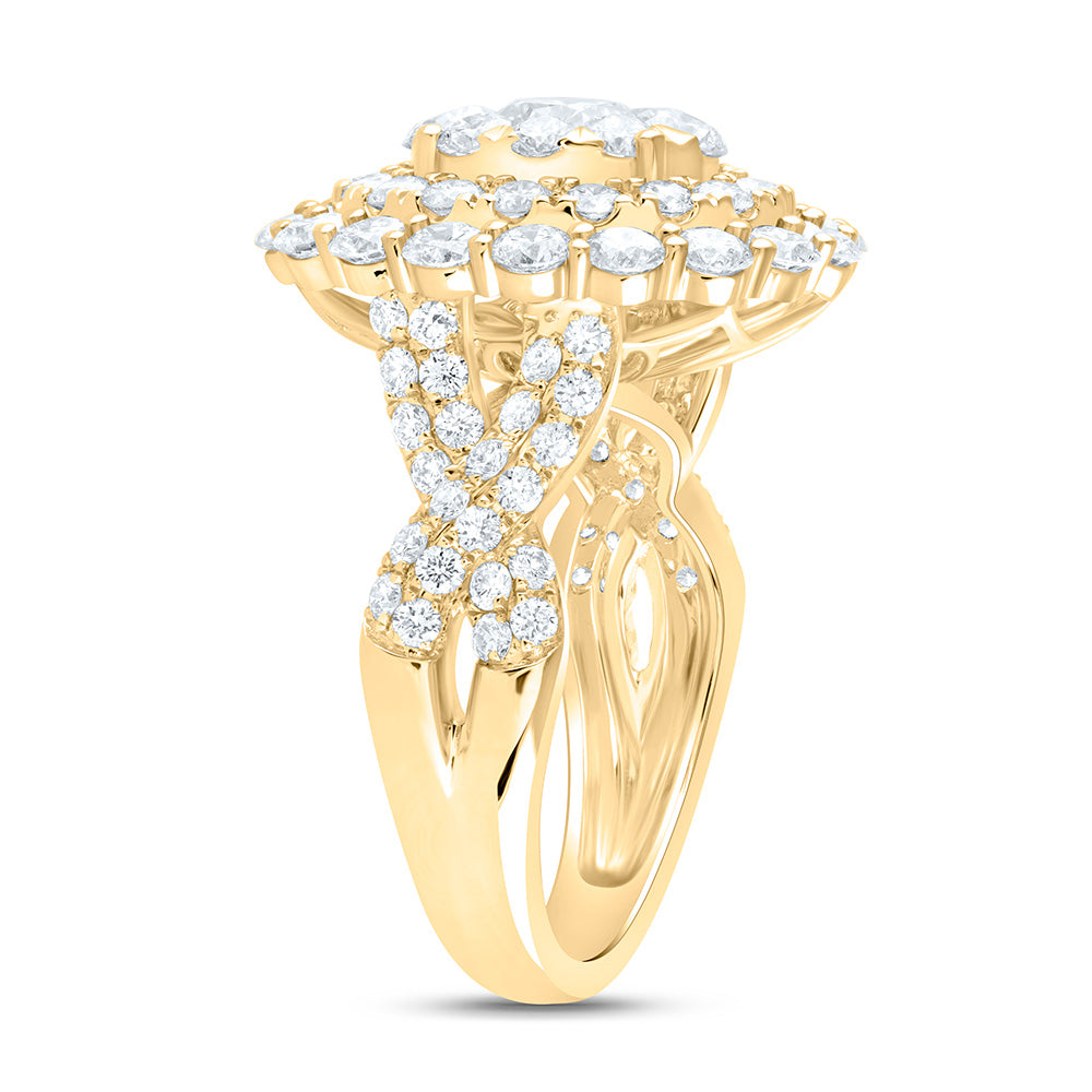18K Yellow Or White Gold 3 3/4Cttw Natural Diamond Elite 1/2Cttw Center Round Oval Single Halo Bridal Ring