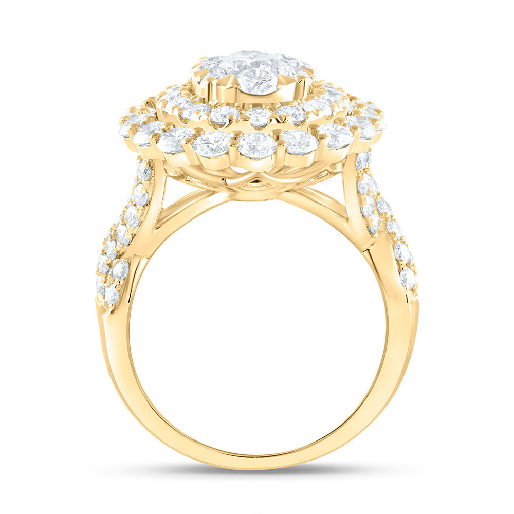 18K Yellow Or White Gold 3 3/4Cttw Natural Diamond Elite 1/2Cttw Center Round Oval Single Halo Bridal Ring