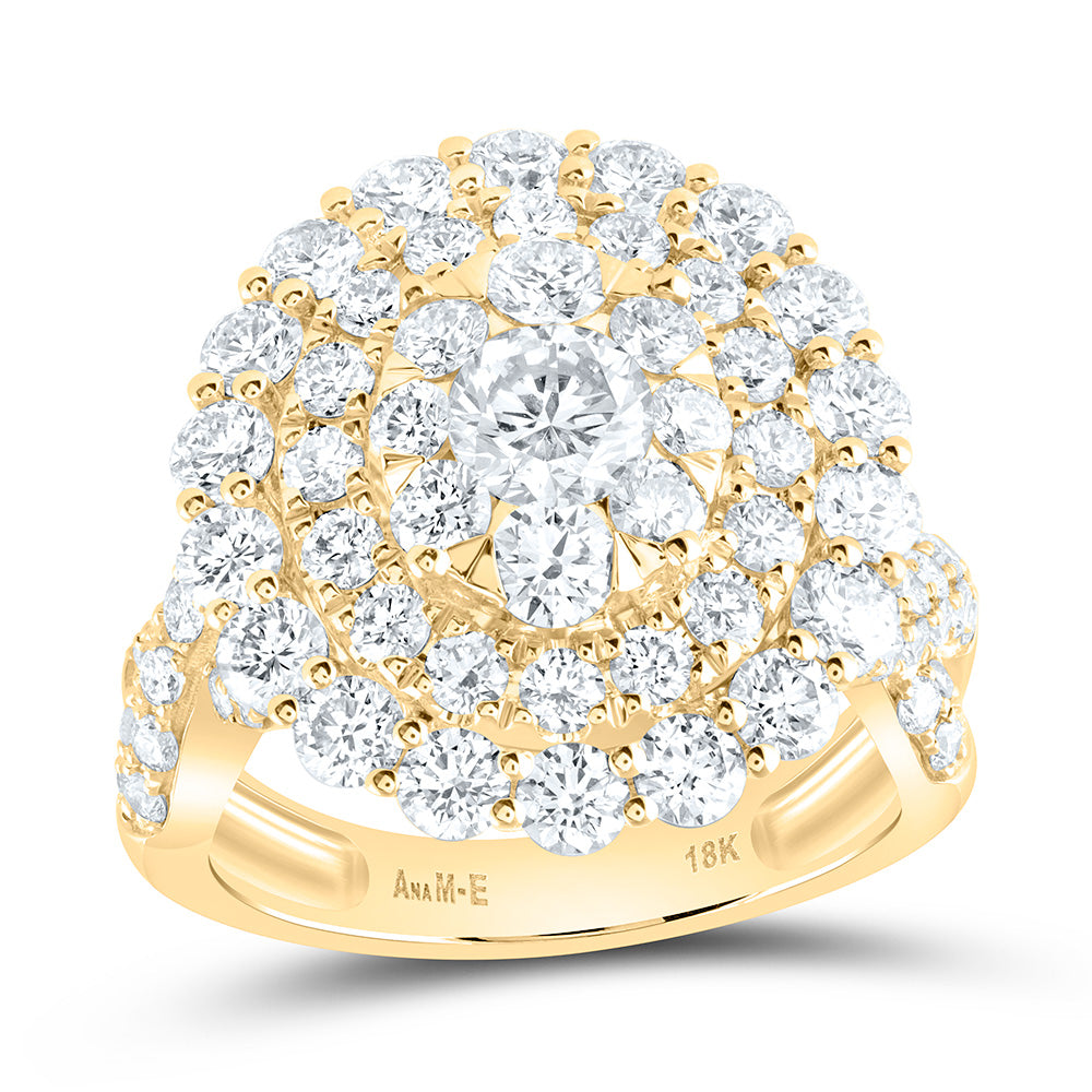 18K Yellow Or White Gold 3 3/4Cttw Natural Diamond Elite 1/2Cttw Center Round Oval Single Halo Bridal Ring