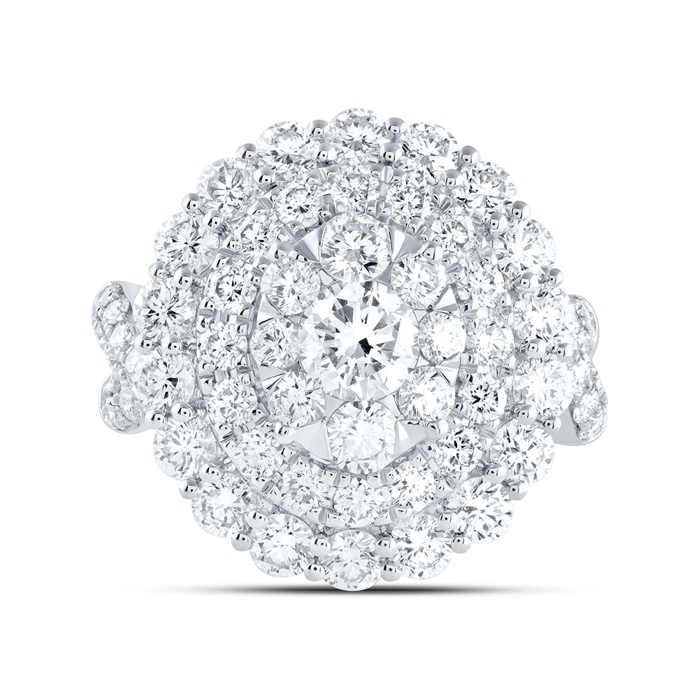 18K Yellow Or White Gold 3 3/4Cttw Natural Diamond Elite 1/2Cttw Center Round Oval Single Halo Bridal Ring