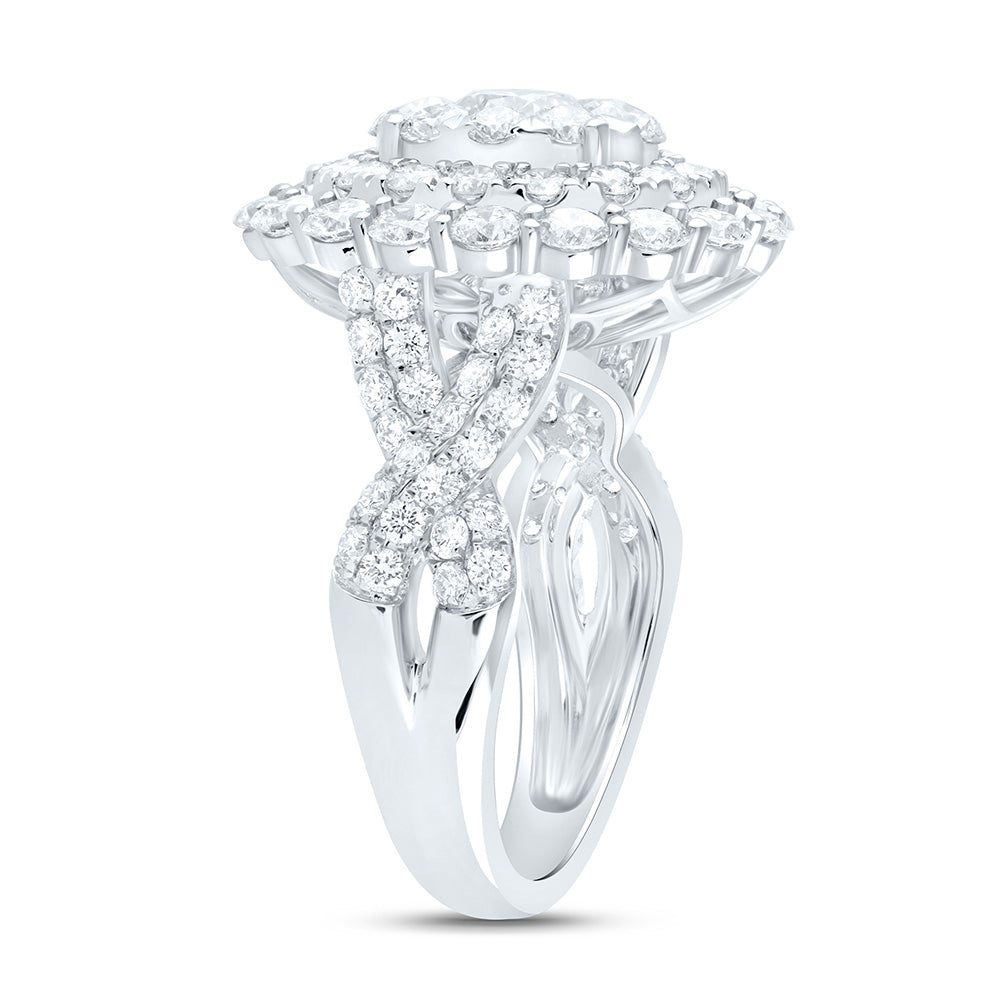 18K Yellow Or White Gold 3 3/4Cttw Natural Diamond Elite 1/2Cttw Center Round Oval Single Halo Bridal Ring