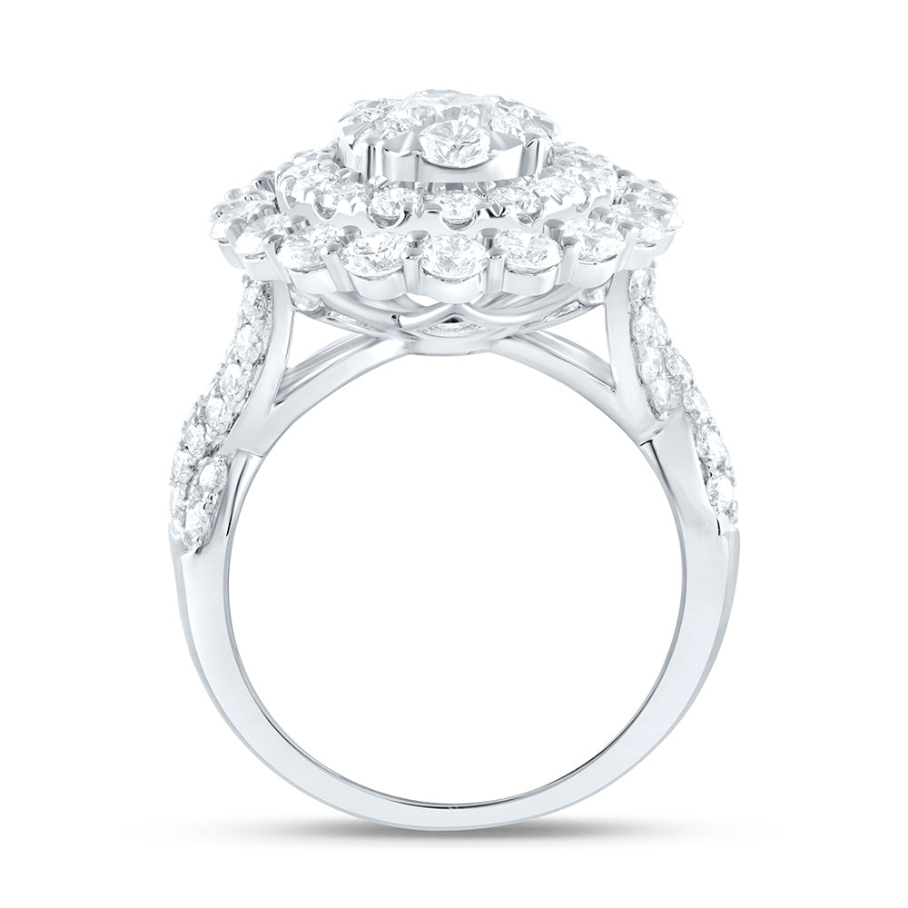 18K Yellow Or White Gold 3 3/4Cttw Natural Diamond Elite 1/2Cttw Center Round Oval Single Halo Bridal Ring