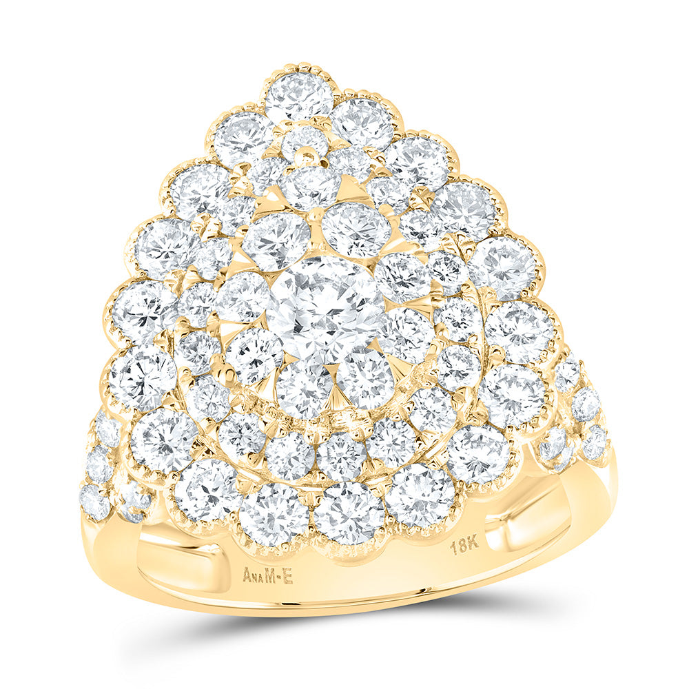 18K Yellow Or White Gold 3 1/2Cttw Natural Diamond Elite 3/8Cttw Center Round Pear Double Halo Bridal Ring