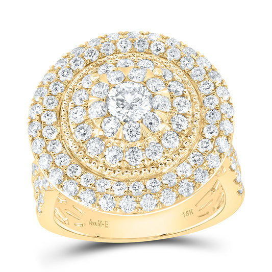 18K Yellow Gold 2 7/8Cttw Natural Diamond Elite 3/8Cttw Center Round Round Double Halo Bridal Ring