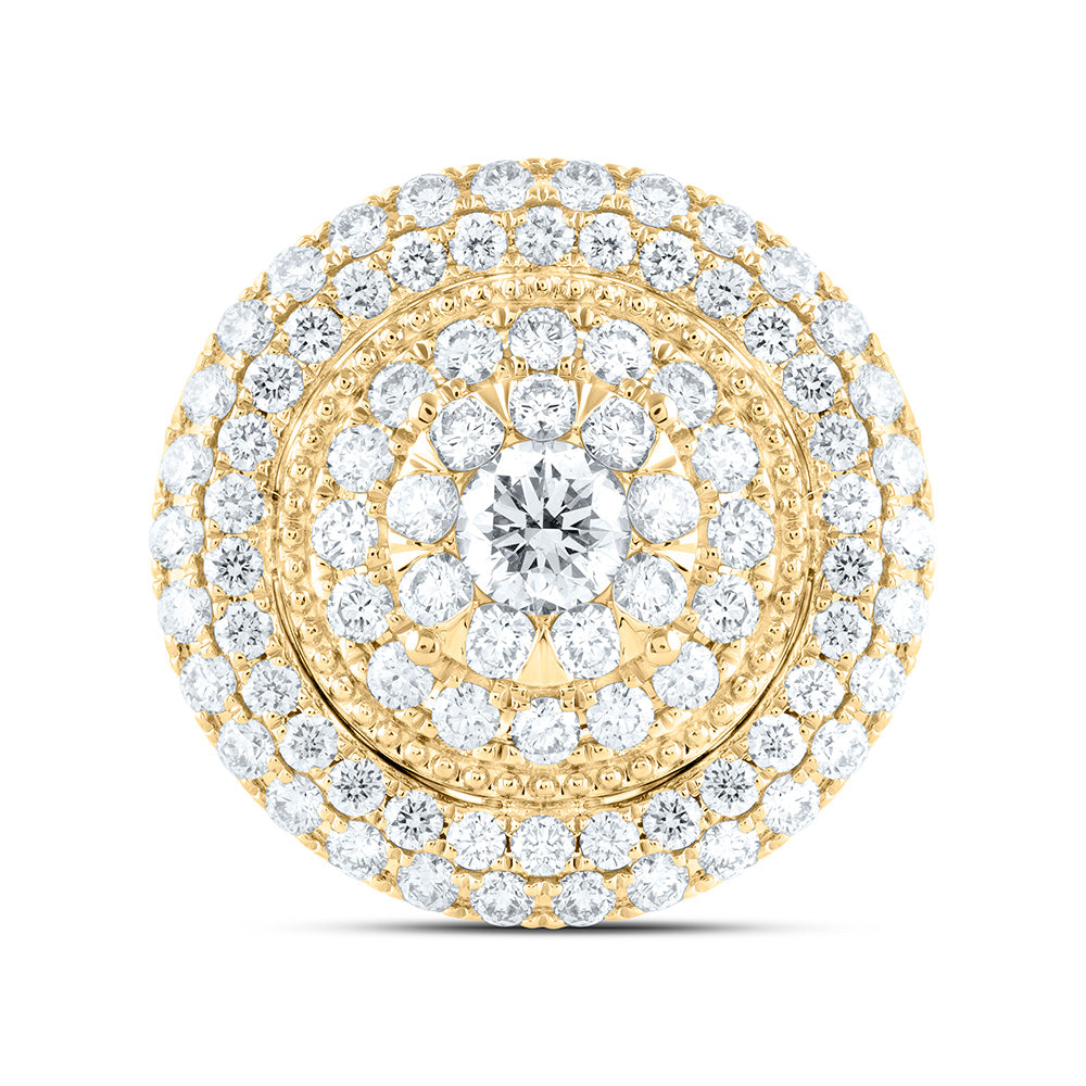 18K Yellow Gold 2 7/8Cttw Natural Diamond Elite 3/8Cttw Center Round Round Double Halo Bridal Ring