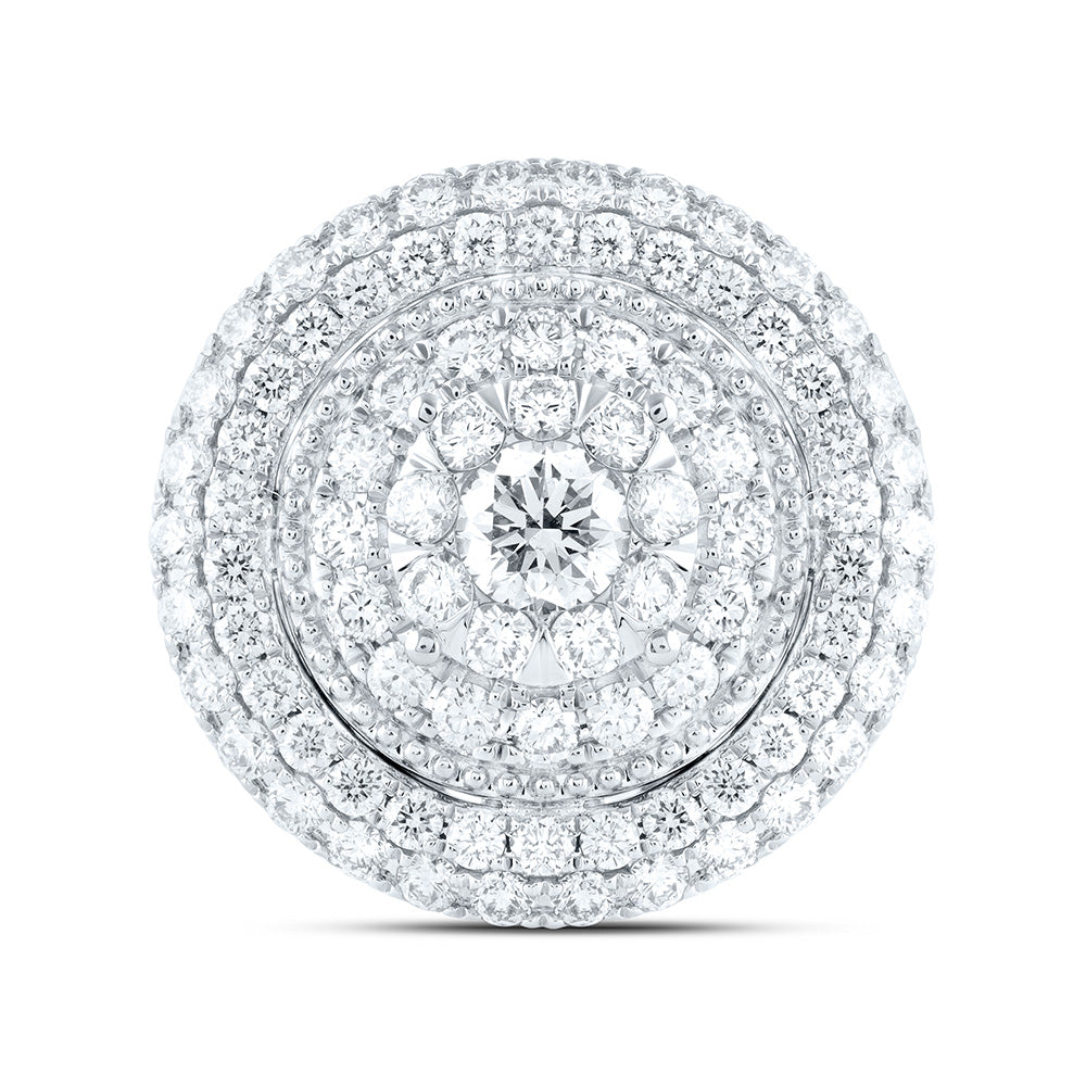 18K White Gold 2 7/8Cttw Natural Diamond Ana M Elite 3/8Ctw Center Round Round Double Halo Bridal Ring