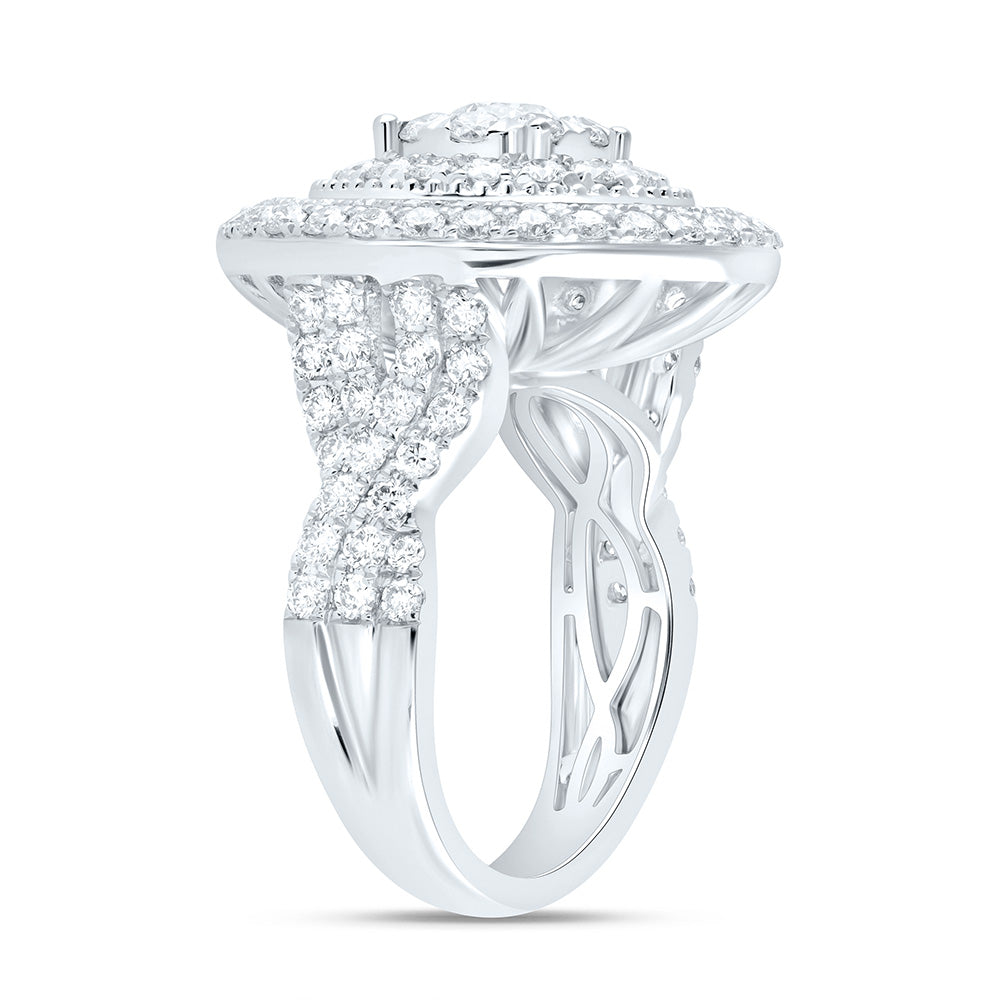 18K White Gold 2 7/8Cttw Natural Diamond Ana M Elite 3/8Ctw Center Round Round Double Halo Bridal Ring