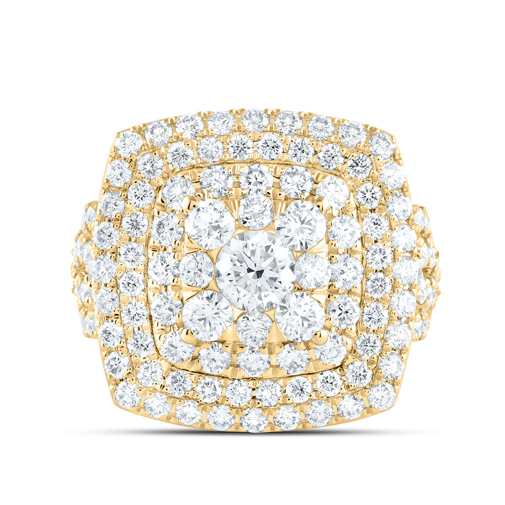 18K Yellow Or White Gold 3 1/2Cttw Natural Diamond Ana M Elite 3/8Ctw Center Round Cushion Double Halo Bridal Ring