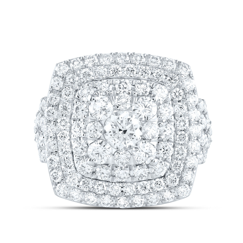 18K Yellow Or White Gold 3 1/2Cttw Natural Diamond Ana M Elite 3/8Ctw Center Round Cushion Double Halo Bridal Ring