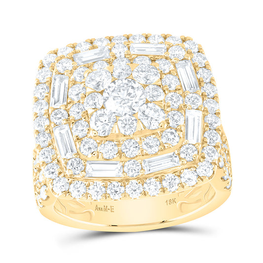 18K Yellow Or White Gold 4Cttw Natural Diamond Ana M Elite 3/8Ctw Center Round Cushion Double Halo Bridal Ring