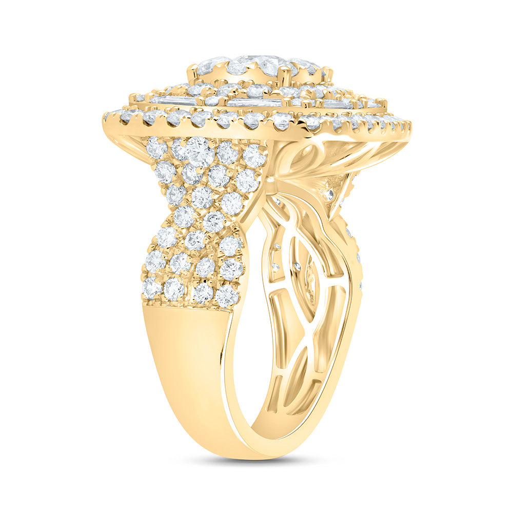 18K Yellow Or White Gold 4Cttw Natural Diamond Ana M Elite 3/8Ctw Center Round Cushion Double Halo Bridal Ring