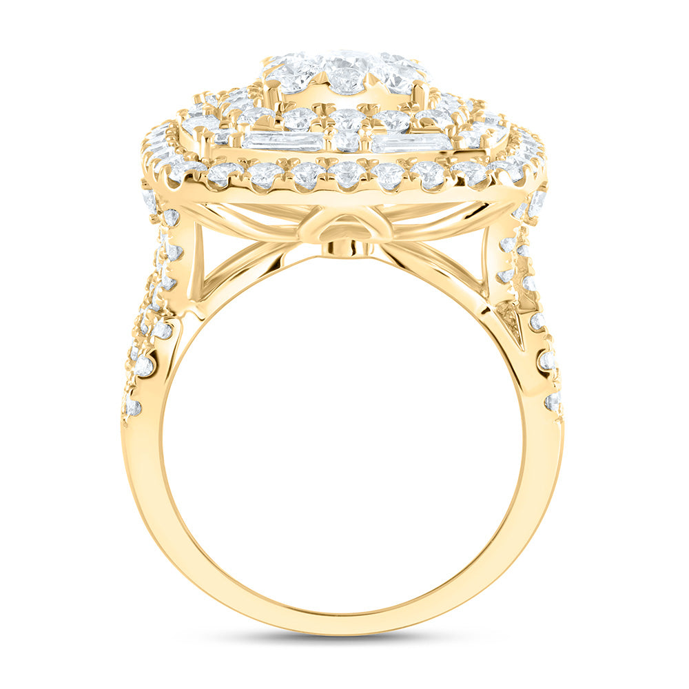 18K Yellow Or White Gold 4Cttw Natural Diamond Ana M Elite 3/8Ctw Center Round Cushion Double Halo Bridal Ring