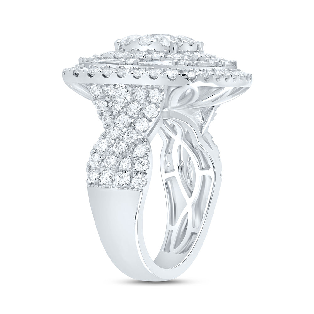 18K Yellow Or White Gold 4Cttw Natural Diamond Ana M Elite 3/8Ctw Center Round Cushion Double Halo Bridal Ring