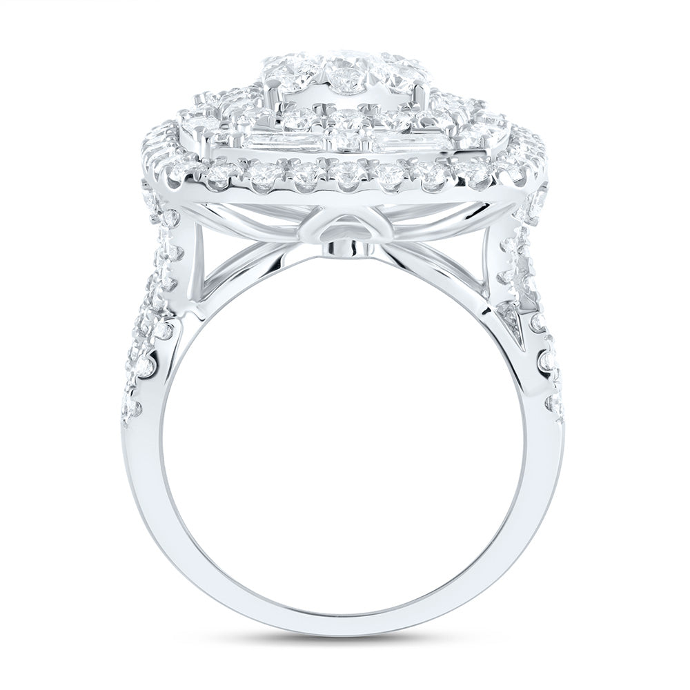 18K Yellow Or White Gold 4Cttw Natural Diamond Ana M Elite 3/8Ctw Center Round Cushion Double Halo Bridal Ring