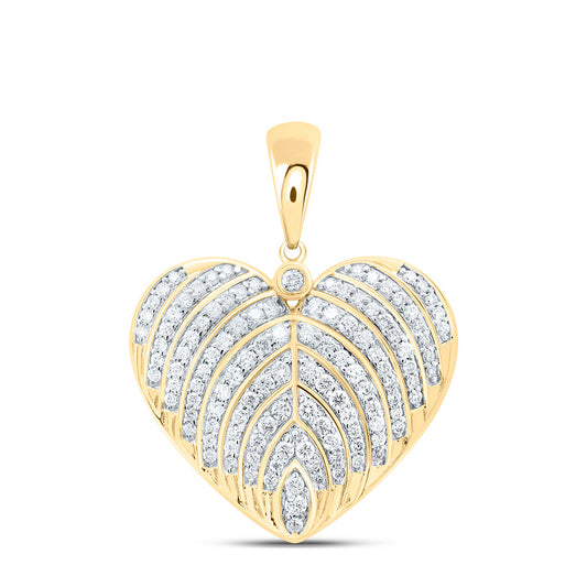 10K Yellow Or White Gold 7/8Cttw Natural Diamond Cn Fashion Heart Pendant