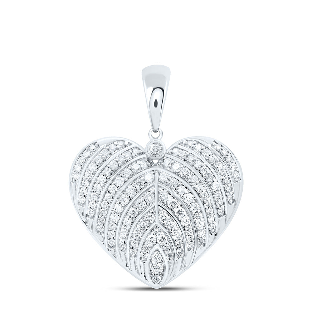 10K Yellow Or White Gold 7/8Cttw Natural Diamond Cn Fashion Heart Pendant