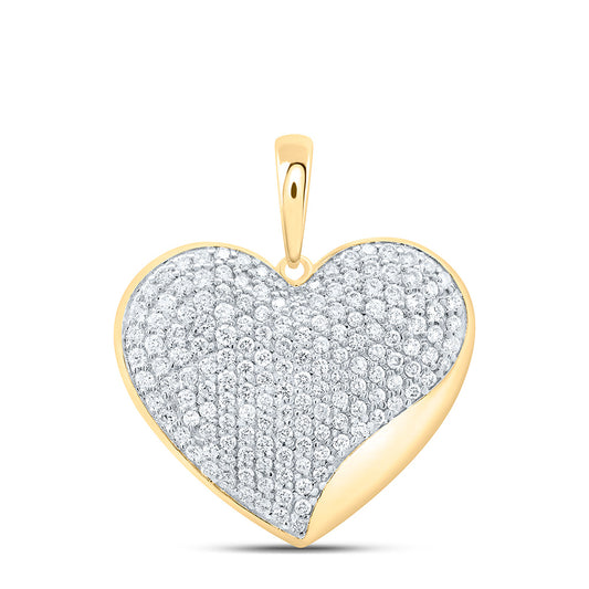 10K Yellow Or White Gold 1 Cttw Natural Diamond Cn Fashion Heart Pendant
