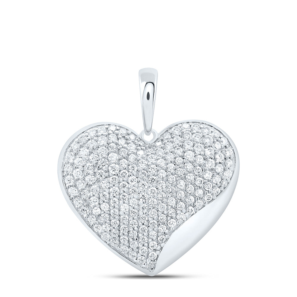 10K Yellow Or White Gold 1 Cttw Natural Diamond Cn Fashion Heart Pendant