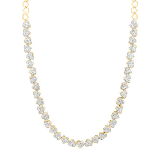 10K Yellow Gold 4Cttw Natural Diamond Fashion Heart Necklace (18 Inch)