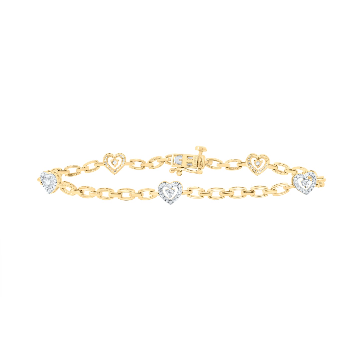 10K Yellow Or White Gold 1/3Cttw Natural Diamond P2 Gift Heart Bracelet (7 Inch)