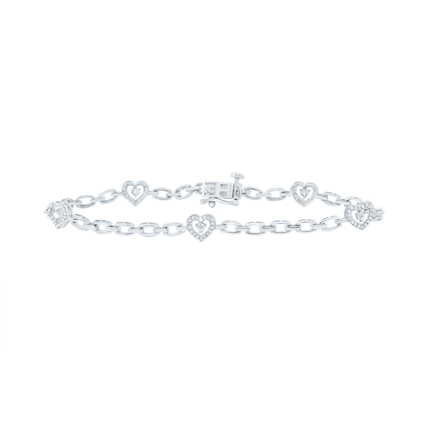 10K Yellow Or White Gold 1/3Cttw Natural Diamond P2 Gift Heart Bracelet (7 Inch)