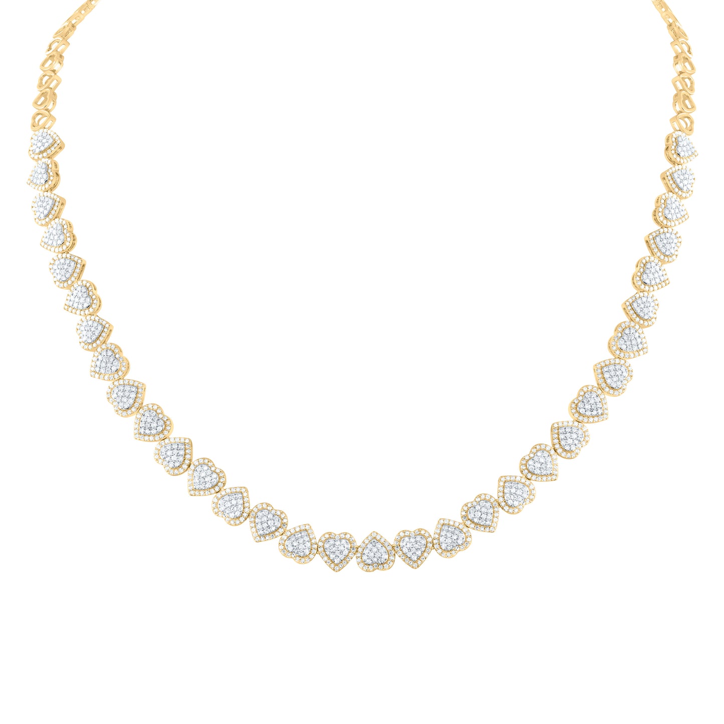 14K Yellow Gold 3 3/8Cttw Natural Diamond Fashion Heart Necklace (18 Inch)