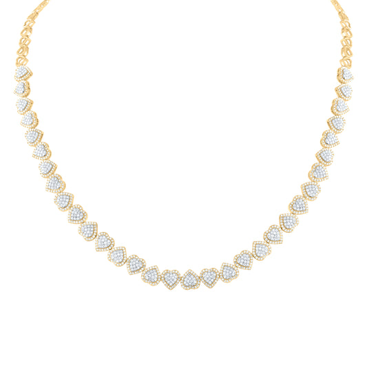 14K Yellow Gold 3 3/8Cttw Natural Diamond Fashion Heart Necklace (18 Inch)
