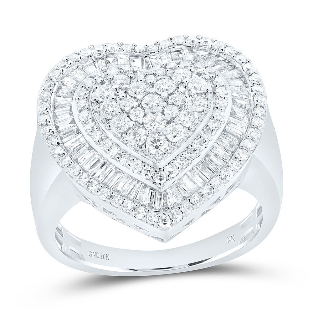 10K Or 14 Yellow Or White Gold 1 1/5Cttw Natural Diamond Fashion Heart Ring