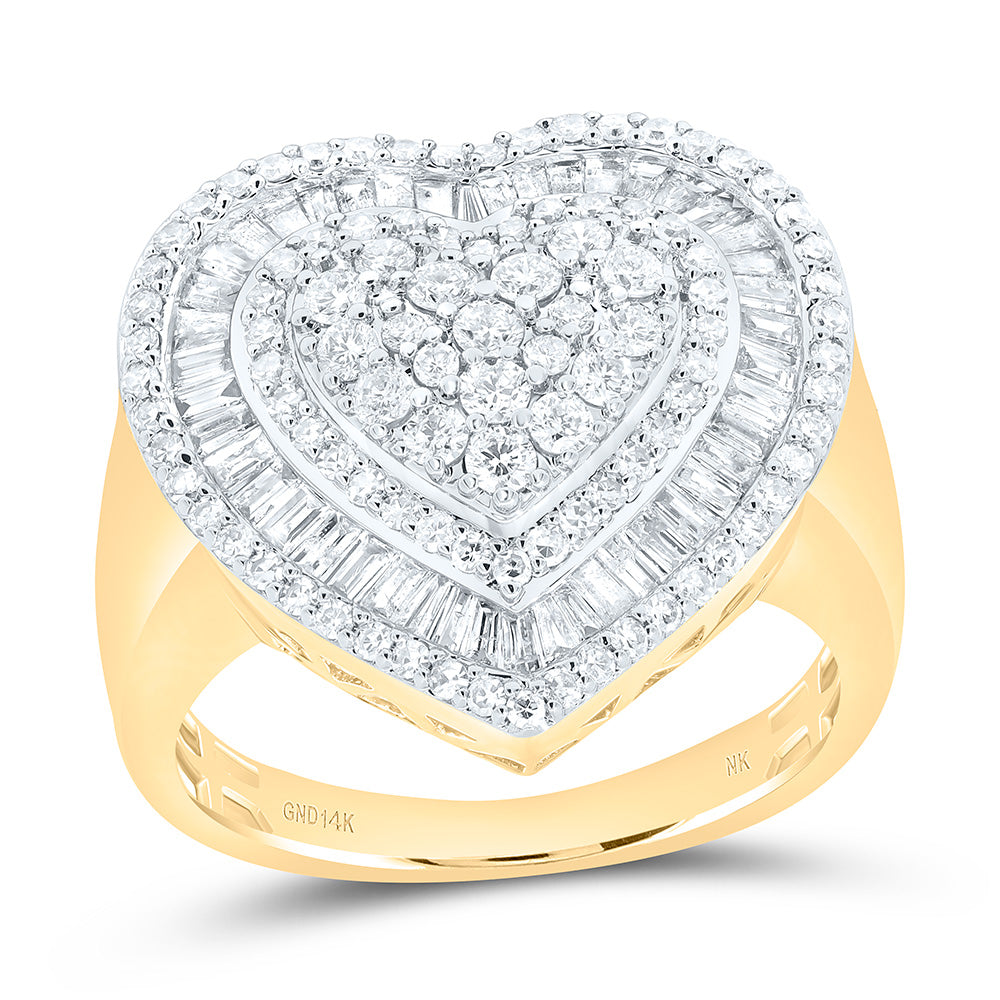 10K Or 14 Yellow Or White Gold 1 1/5Cttw Natural Diamond Fashion Heart Ring