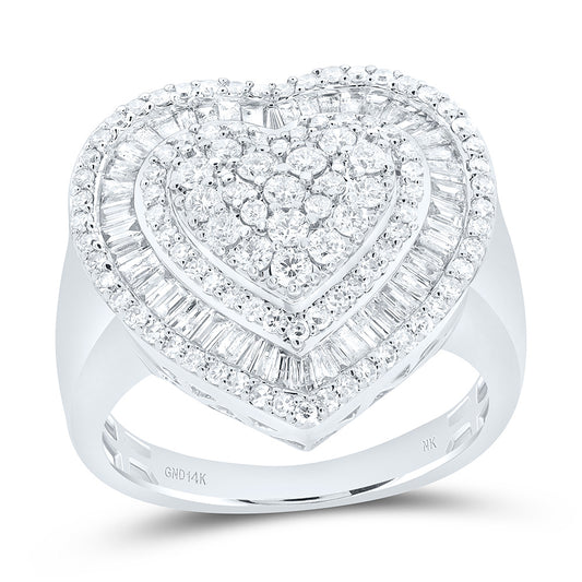 14K White Gold 1 1/5Cttw Natural Diamond Nk Fashion Heart Ring