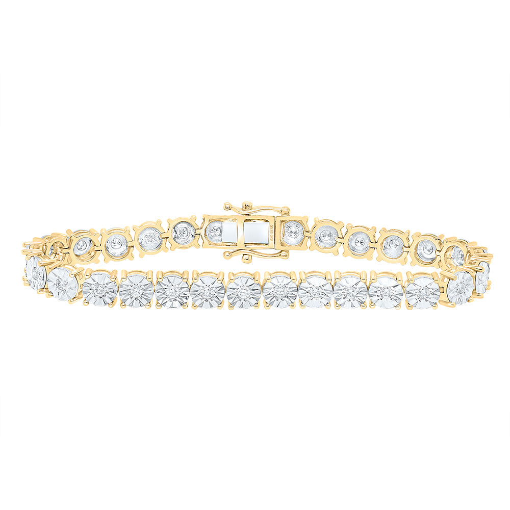10K Yellow Or White Gold 1 1/5Cttw Natural Diamond Fashion 6.0Mm Fanuk Tennis Bracelet (7 Inch)