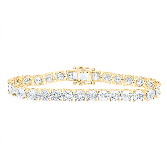 10K Yellow Or White Gold 1 1/5Cttw Natural Diamond Fashion 6.0Mm Fanuk Tennis Bracelet (7 Inch)
